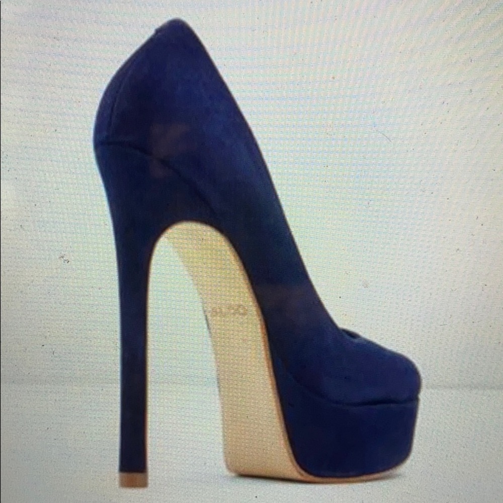 ALDO Navy Blue Leather Platform Pump Heel HTF sz 5